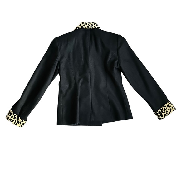 Vintage Bloomingdales Double Breasted Blazer Wool Leopard Animal Print Size 4 - Picture 3 of 9